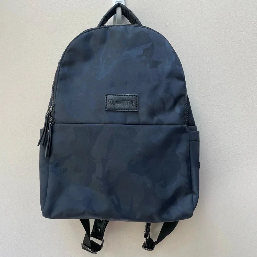 Sol and Selene Small Dark Navy Blue Camo Print Zip Around Backpack